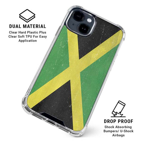 Jamaica Flag Distressed iPhone 15 Clear Case